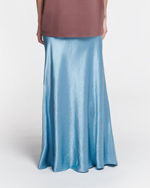 Womens | Fea Crinkled-Satin Long Skirt | Aqua