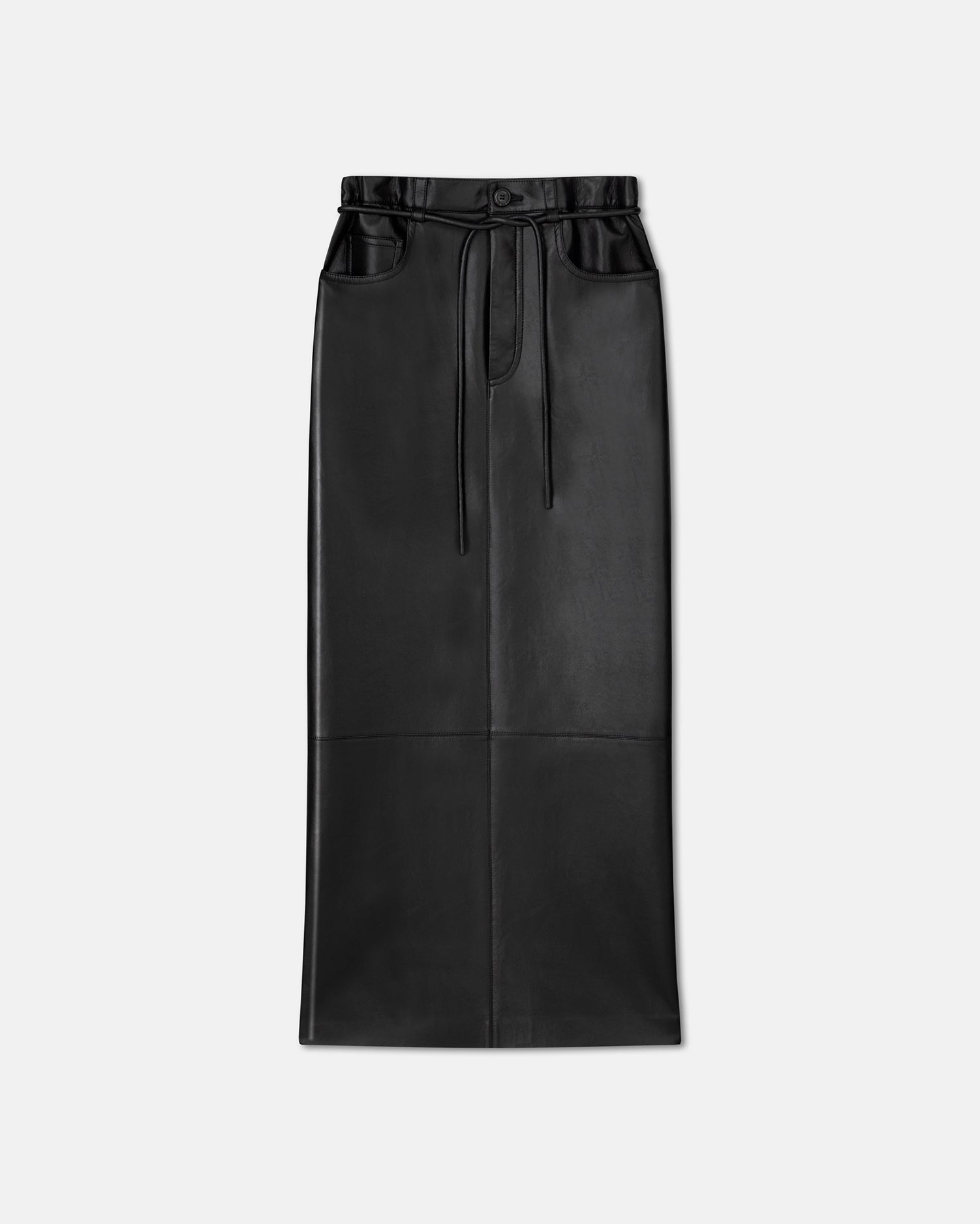 Womens | Kadence Belted Regenerated Leather Maxi Skirt | Black