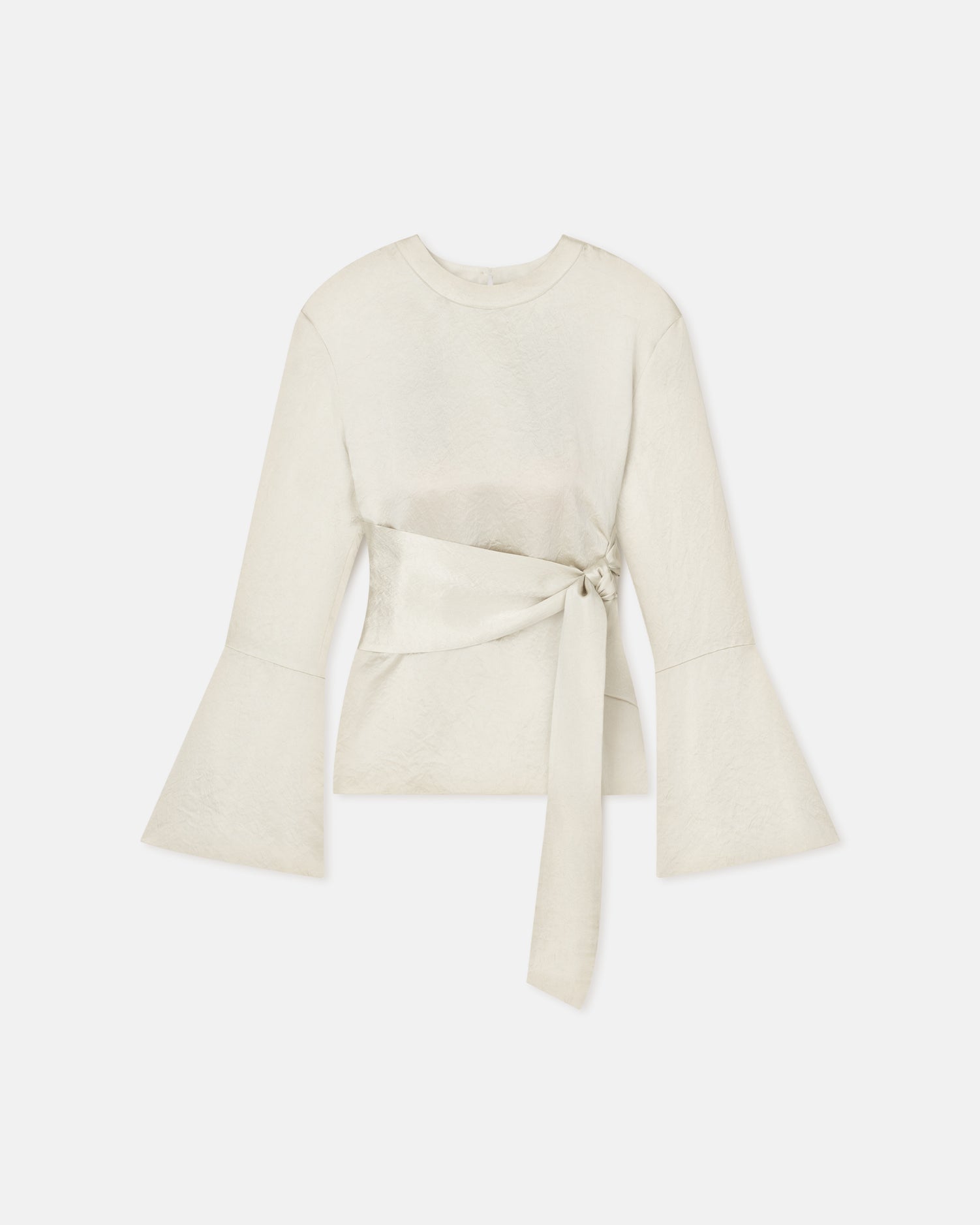 Womens | Ilone Belted Crinkled-Satin Top | Ecru