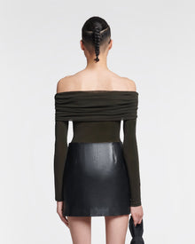 Womens | Saige Fringed Regenerated Leather Mini Skirt | Black