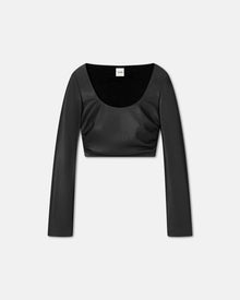 Womens | Maylah Cropped Okobor Alt-Leather Top | Black