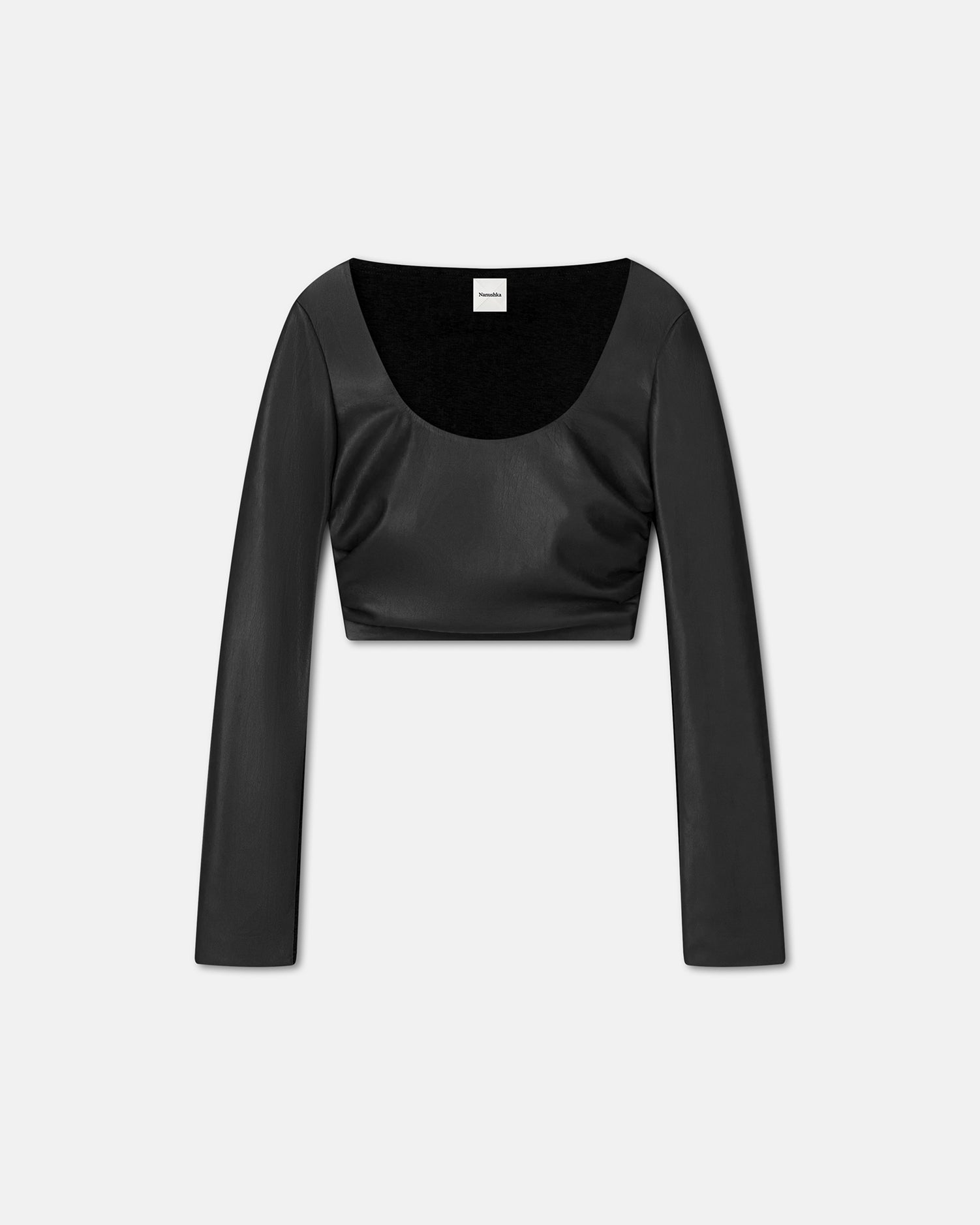 Womens | Maylah Cropped Okobor Alt-Leather Top | Black