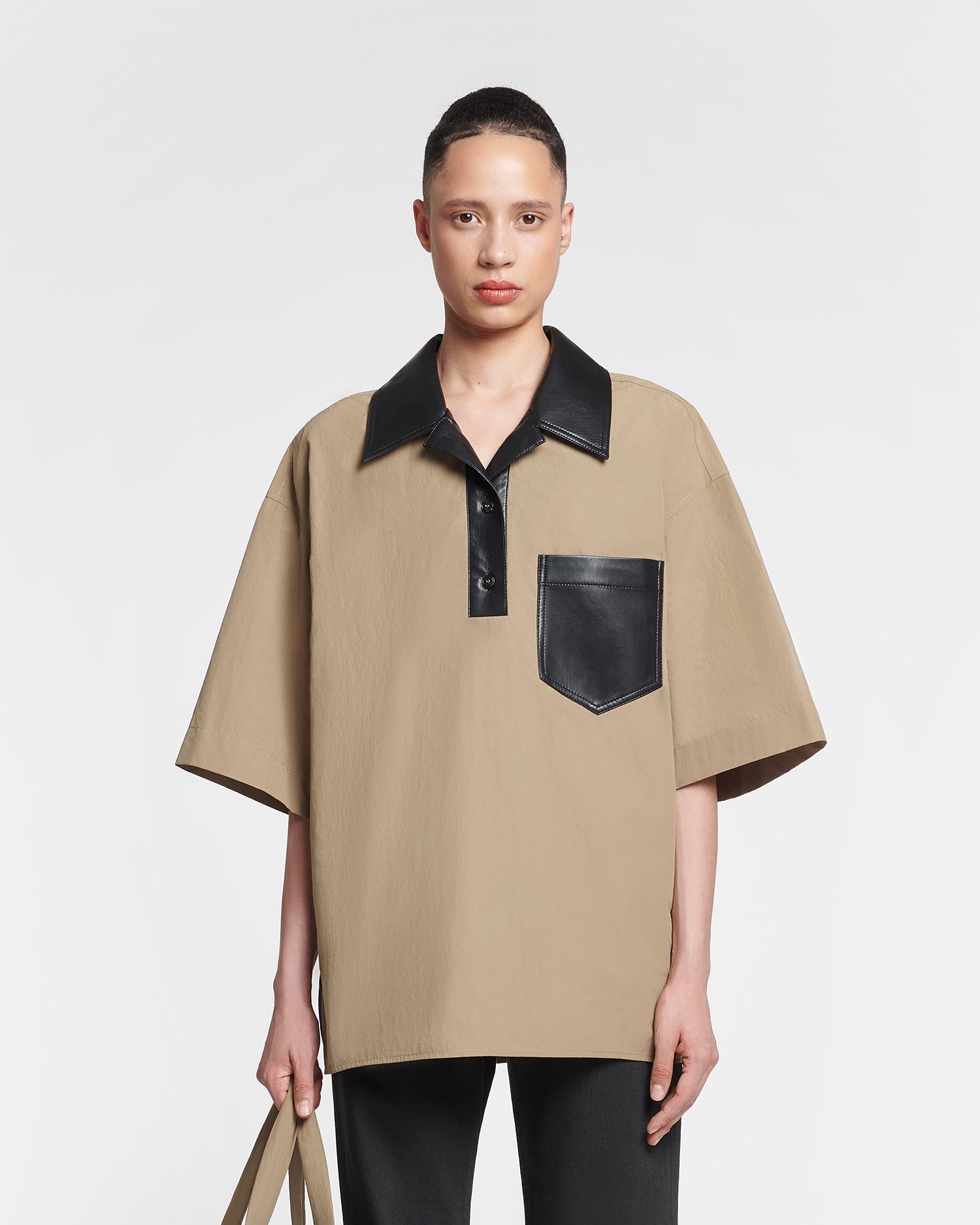 Womens | Sanvy Tech Poplin Polo Shirt | Muted Khaki