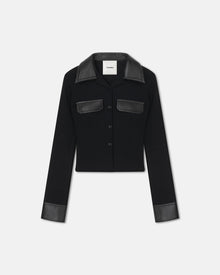 Womens | Rasima Alt Leather-Trimmed Ribbed-Jersey Shirt | Black