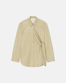 Womens | Ileka Belted Okobor Alt-Leather Shirt | Pale Olive