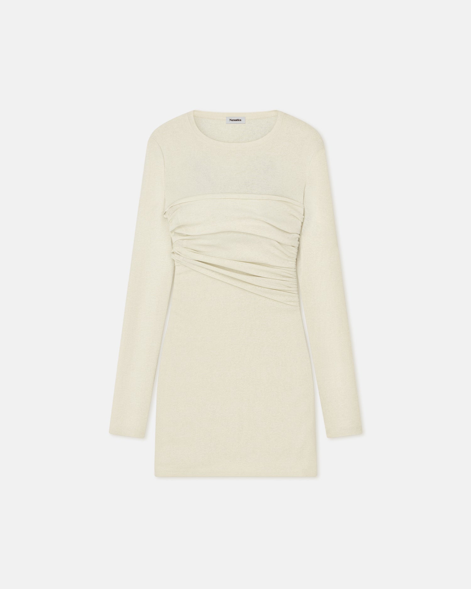 Womens | Feiko Draped Mesh-Jersey Mini Dress | White Wax