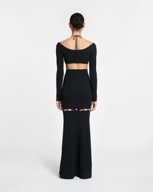 Womens | Varda Ribbed-Knit Maxi Dress | Black