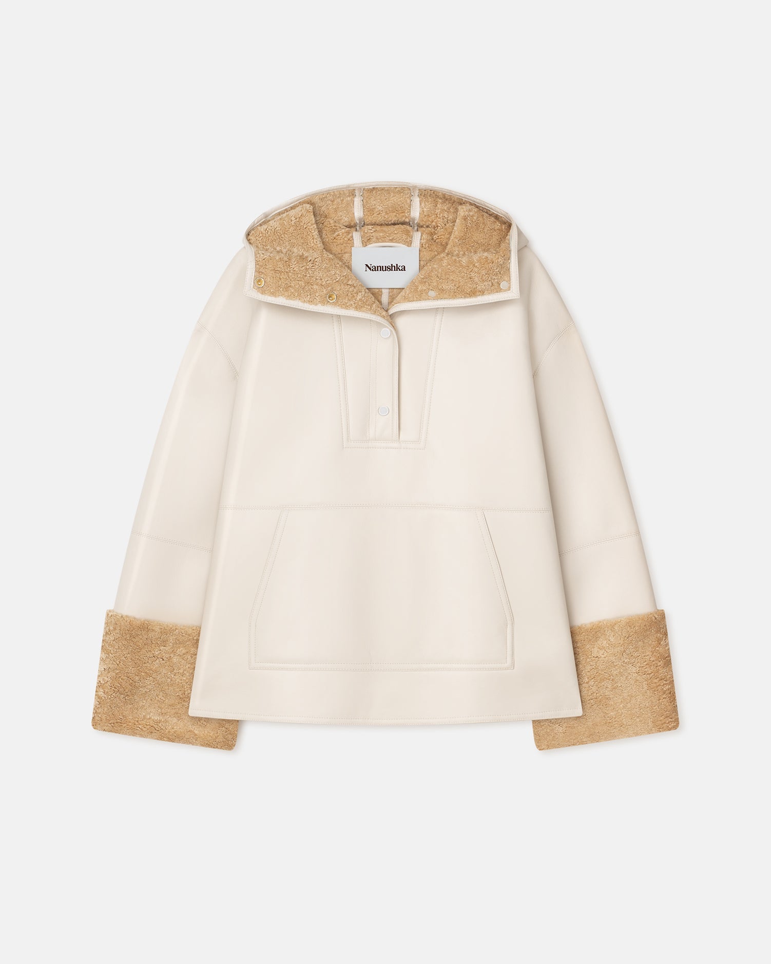 Womens | Maso Hooded Bonded Shearling Pullover | Creme/Crayon