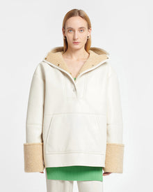 Womens | Maso Hooded Bonded Shearling Pullover | Creme/Crayon