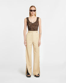 Womens | Felina Okobor Alt-Leather Slim-Leg Pants | Almond