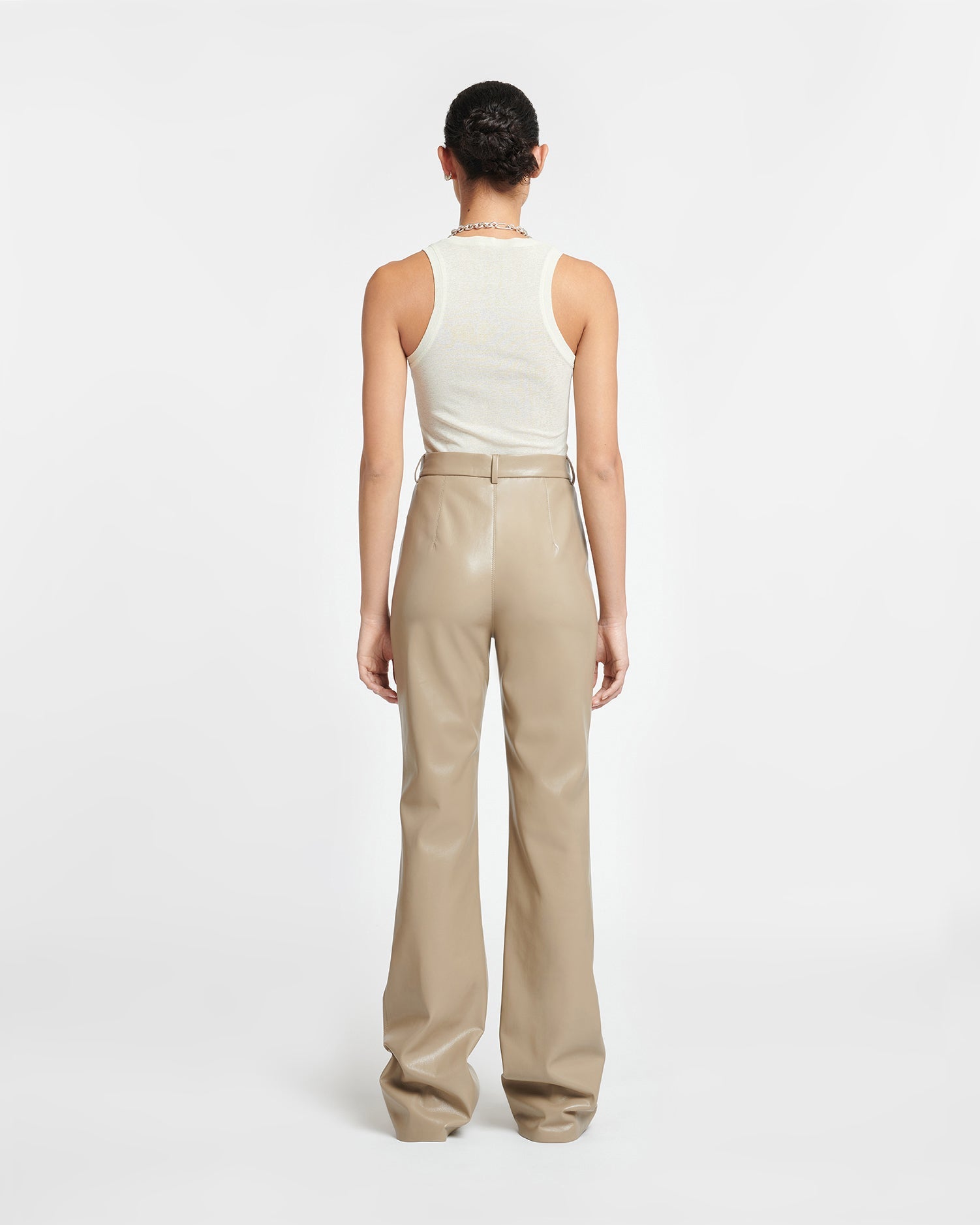 Womens | Leena Okobor Alt-Leather Pants | Ashy Taupe