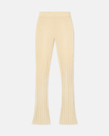 Womens | Malise Cropped Ribbed Merino Pants | Lime Yellow/Creme