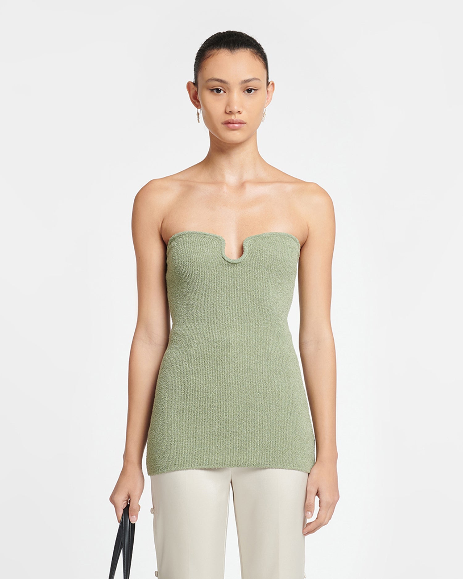 Womens | Zessa Terry-Knit Bandeau Top | Faded Sage