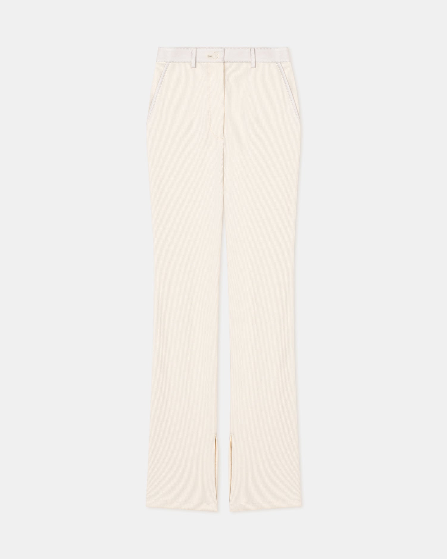 Womens | Mykas Leather-Trimmed Ribbed-Jersey Pants | Creme