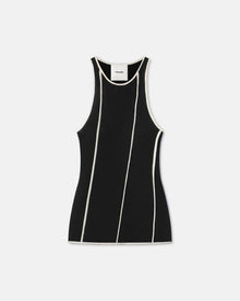 Womens | Enna Patchwork Mesh-Jersey Tank Top | Black/White Wax