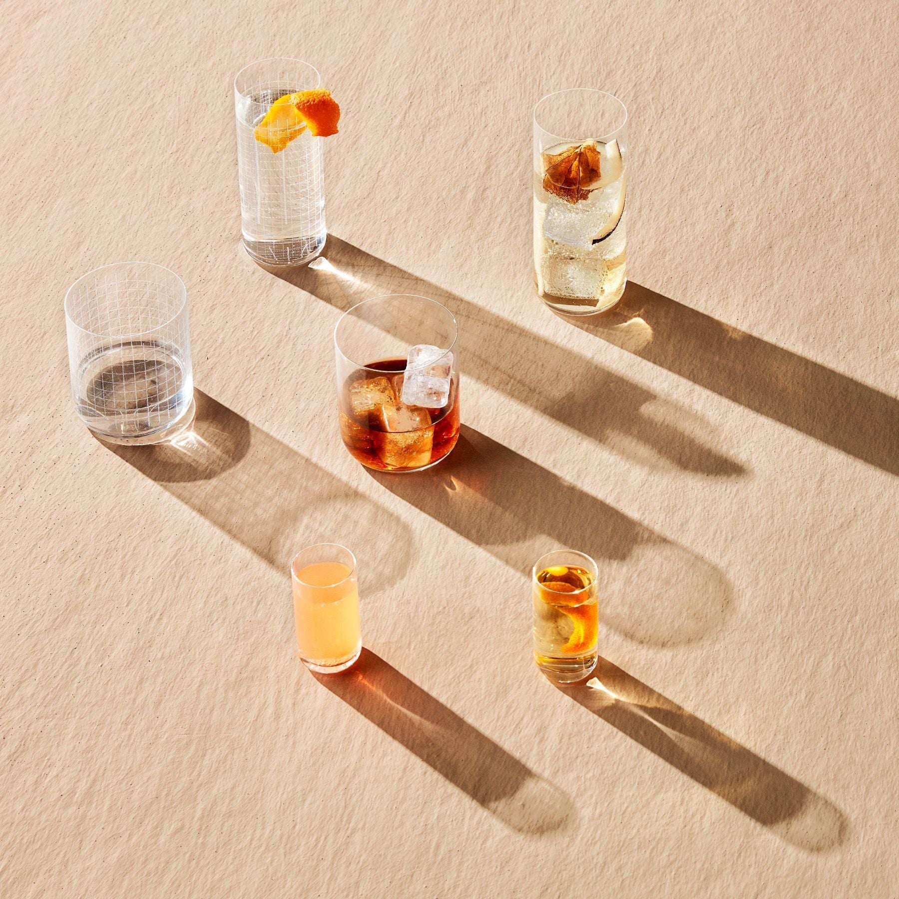 Finesse Grid Drink Glasses - Long | Clear Crystal | Set of 4