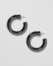 Natasha Huggies earring - side view | gold huggie earrings