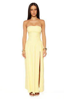 Nate Strapless Formal Maxi Dress | Yellow