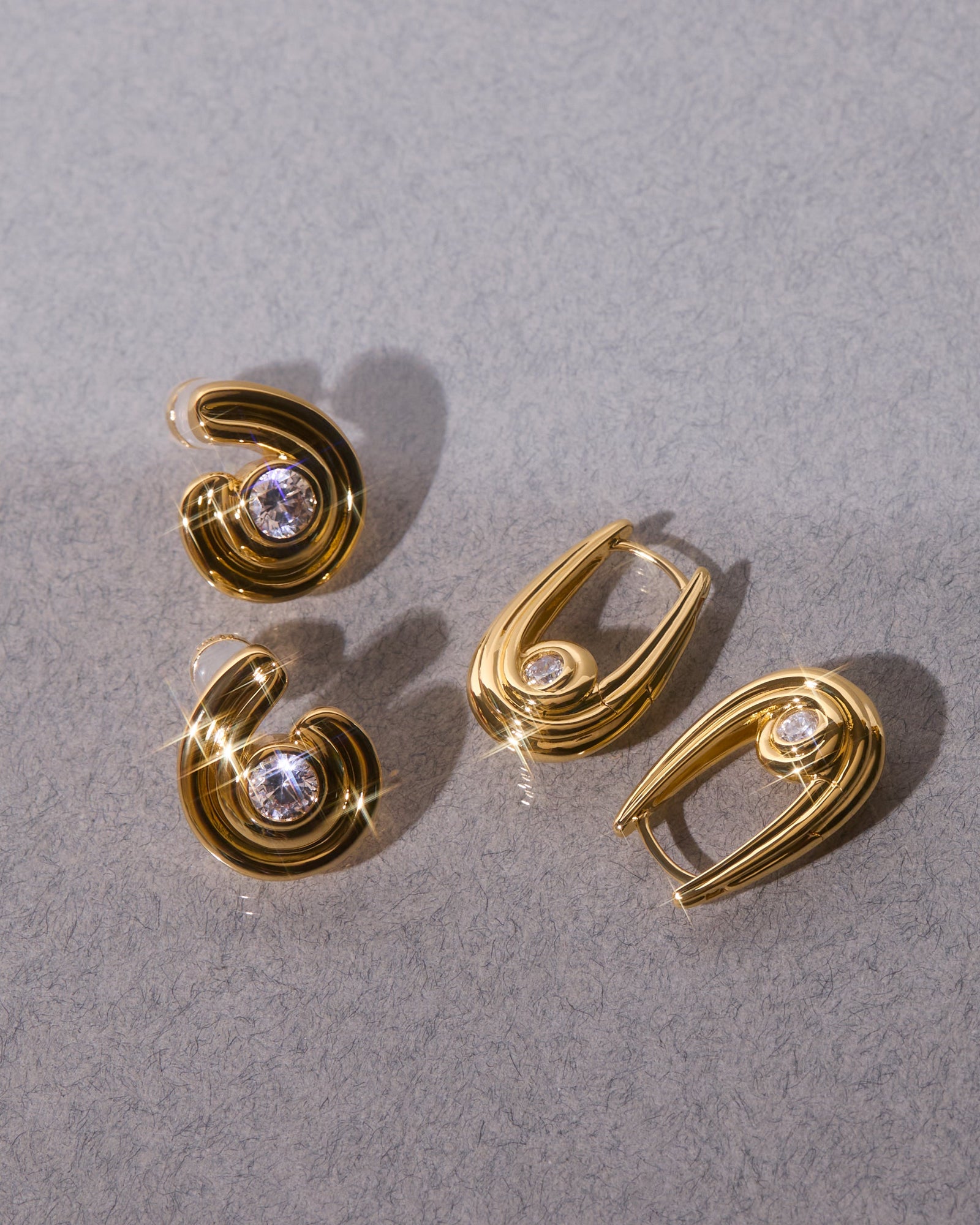 Wave Bezel Hoops | Silver | Cubic Zirconia