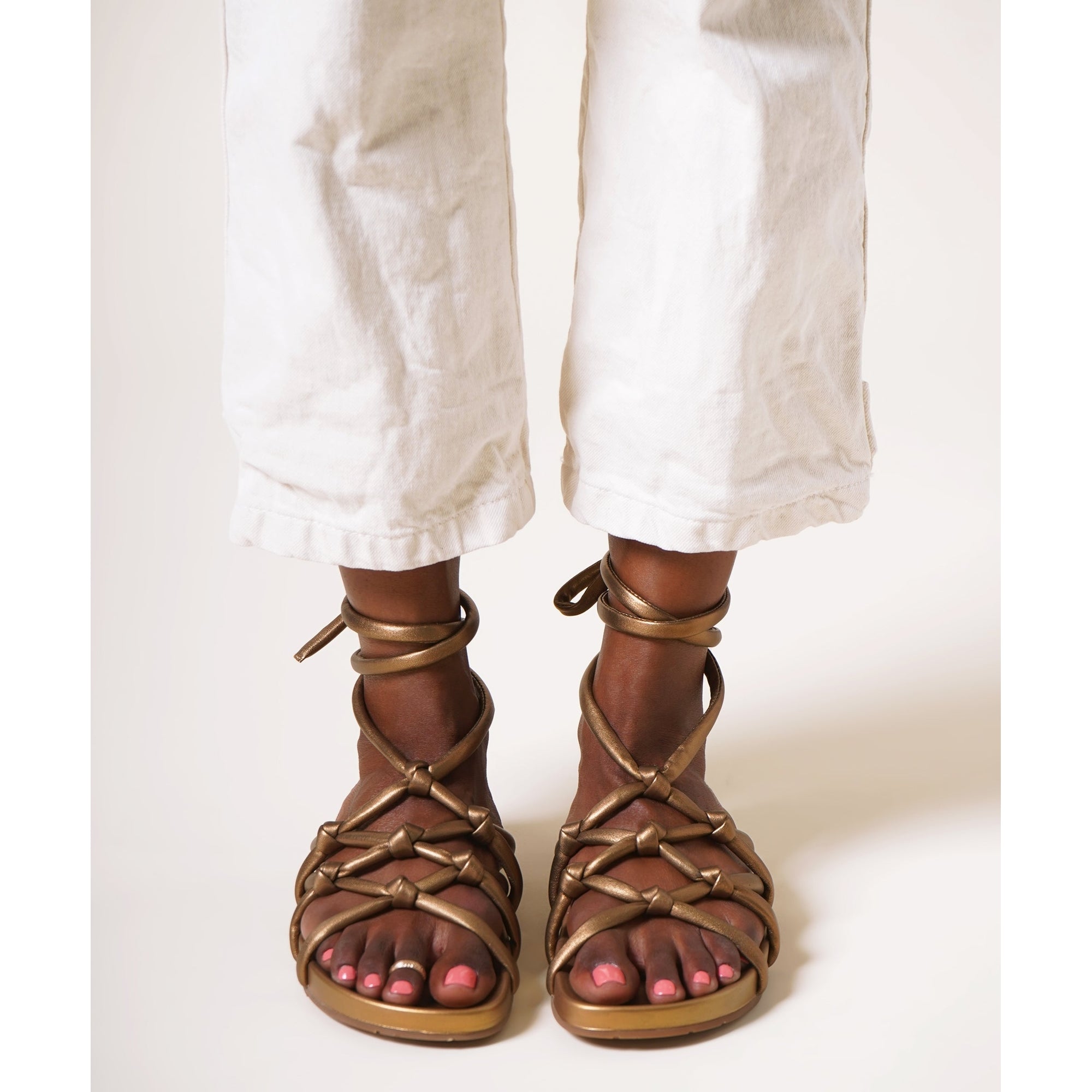 Noemi Lace Up Gladiator Sandal | Bronze