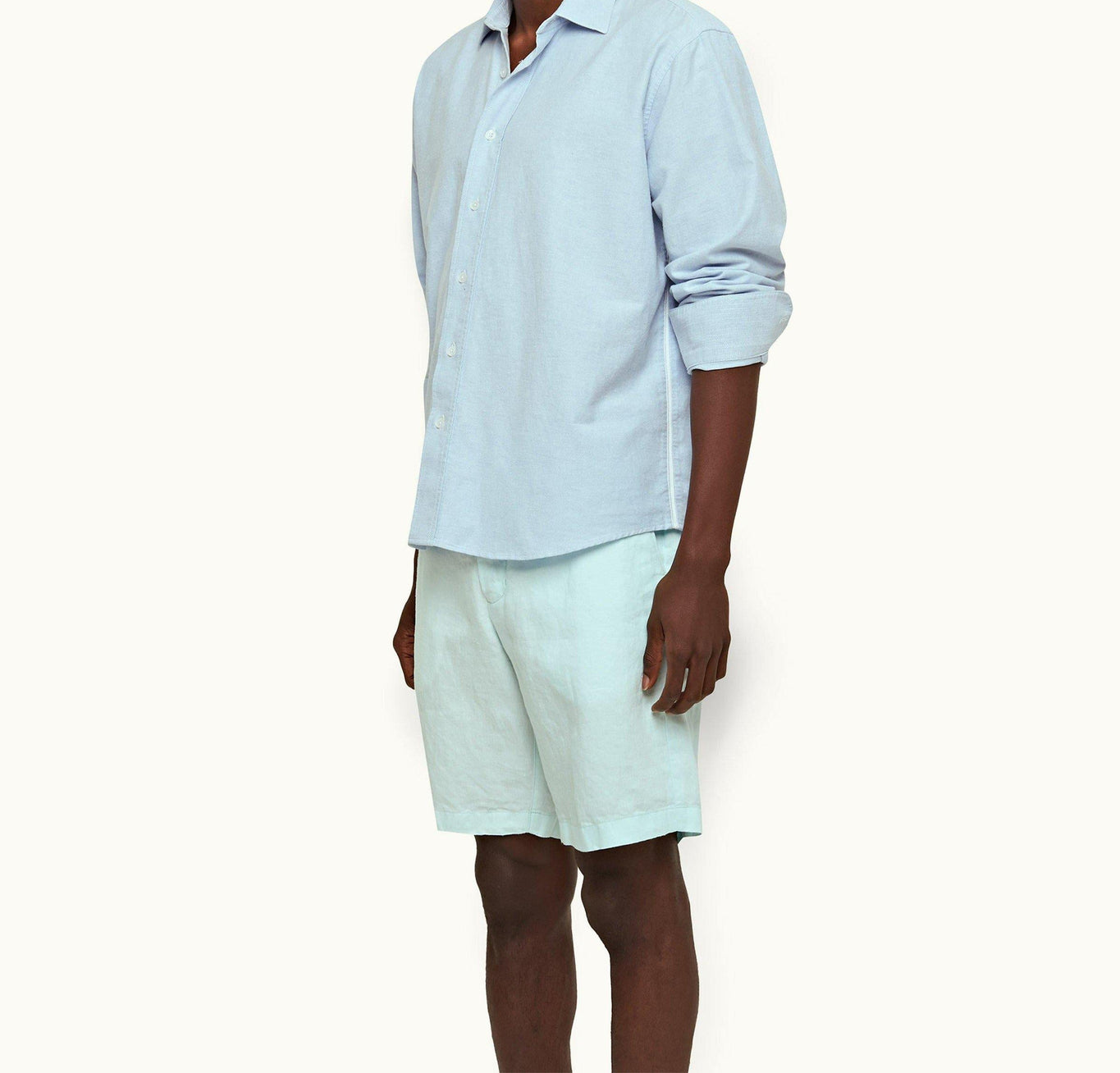 Norwich Linen Tailored Fit Washed Linen Shorts | Clear Sky