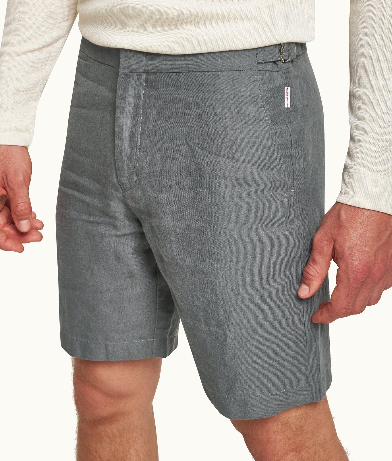 Norwich Linen Tailored Fit Washed Linen Shorts | Granite