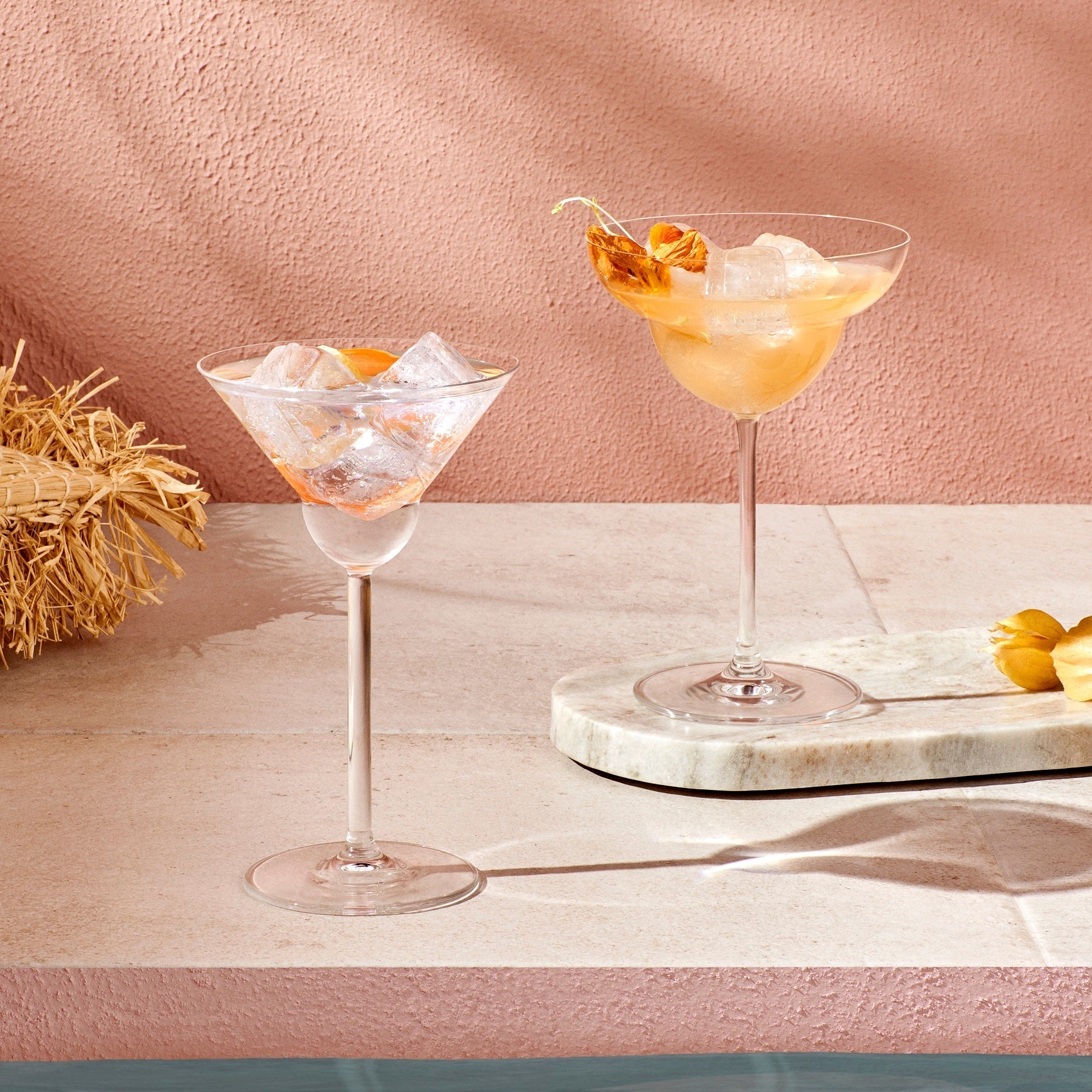 Vintage Martini Glasses - Rounded | Clear Crystal | Set of 2
