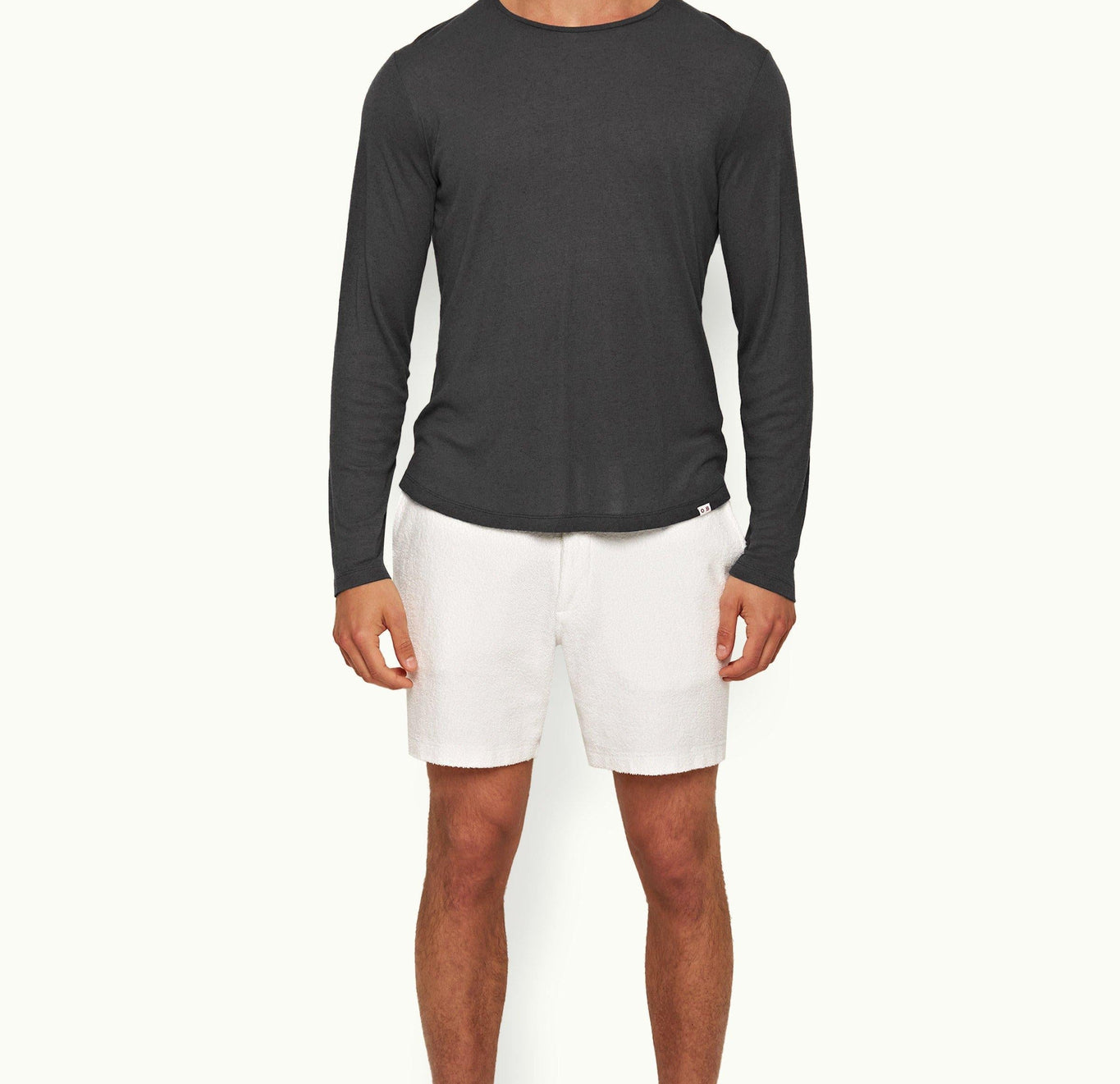 OB-T Cashmere Tailored Fit Crewneck Long-Sleeve Cashmere T-Shirt | Piranha Grey