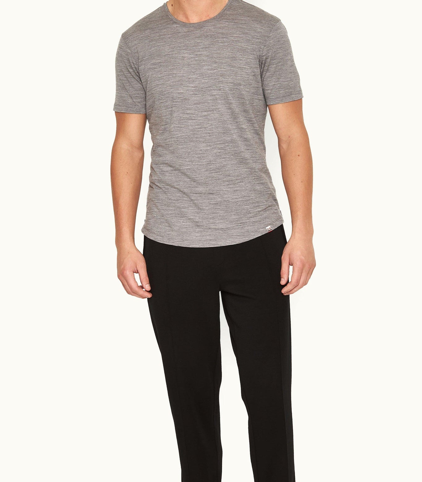 OB-T Merino Black Tailored Fit Crewneck Merino T-Shirt | Grey Melange