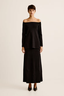 Obie Off Shoulder Knit Top | Black