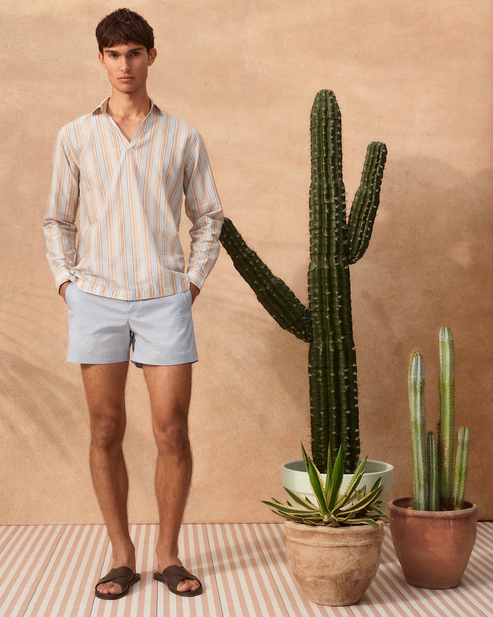 Men | Ridley Shirt | Blue/Biscuit Stripe