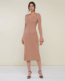 Wide Rib Sweater Dress | Camel