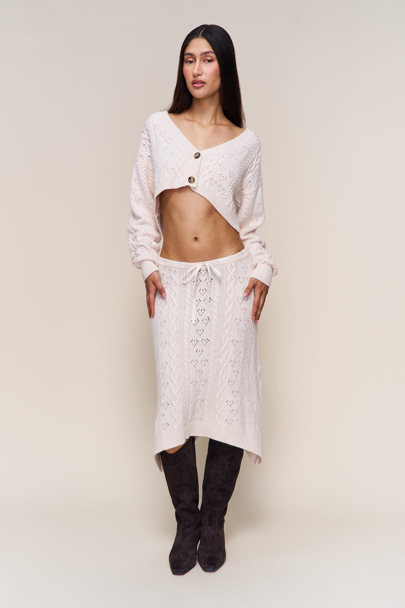 Womens | Noah Wool Cable Skirt | Snow White
