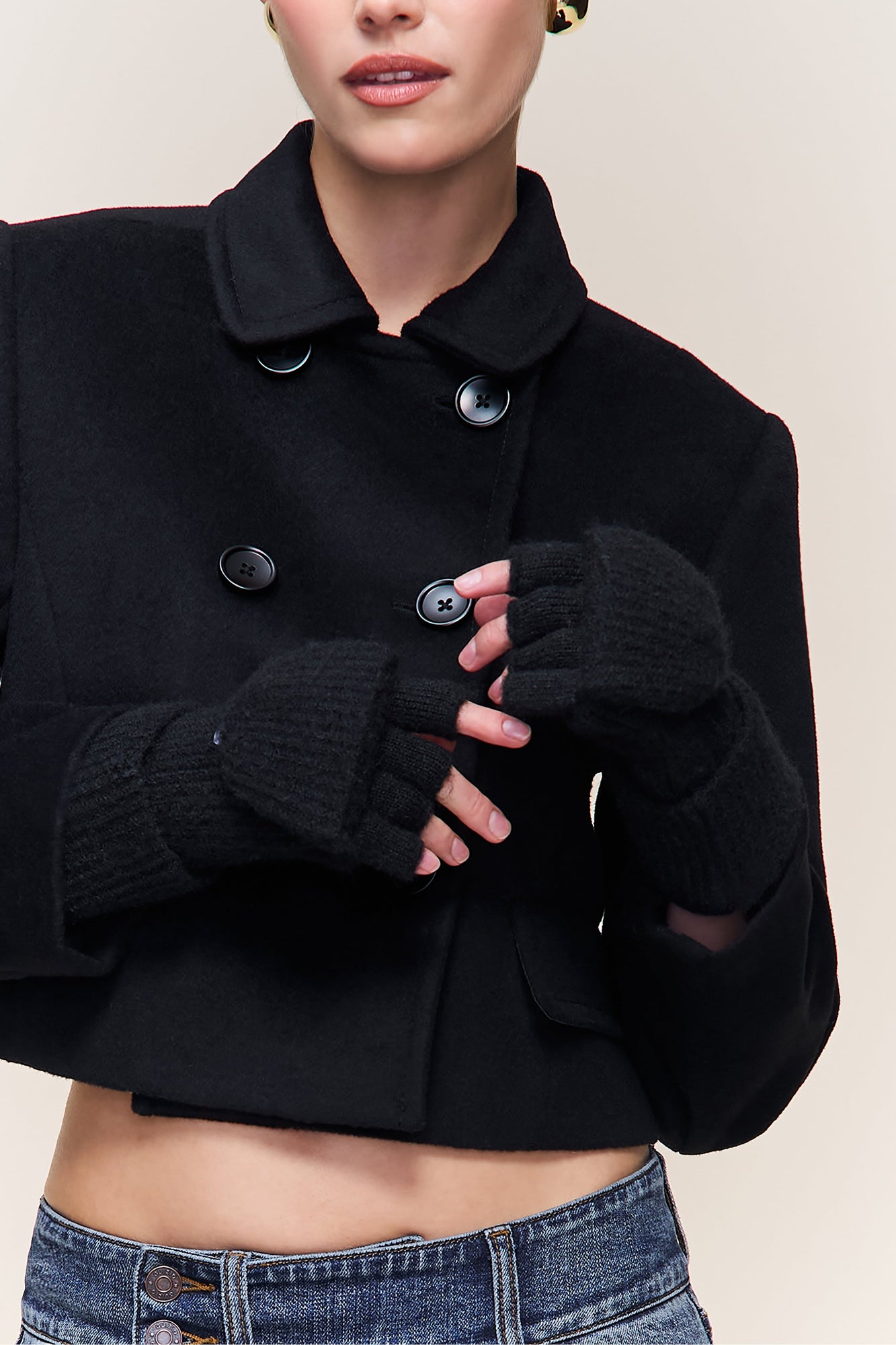 Womens | Knit Mittens | Black