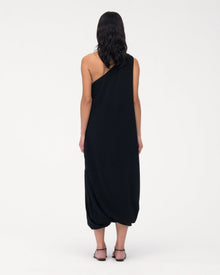Another Tomorrow One Shoulder Bubble Sheath in Black – Crêpe
