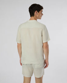 Mens | Linen Home Short Sleeve Henley Shirt | Stone