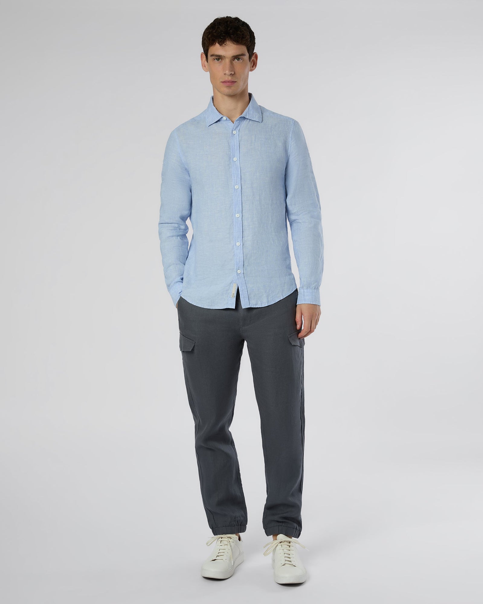 Mens | Linen Slim Fit Shirt | Oxford Blue
