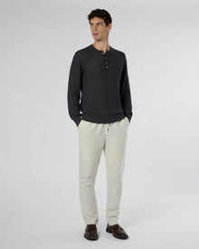 Mens | Linen Henley Sweater | Gunmetal