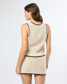 Womens | Linen Knit Tie Front Tank Top | Birch/Black