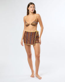 Womens | Crochet Mesh Mini Wrap Skirt | Pale Gold