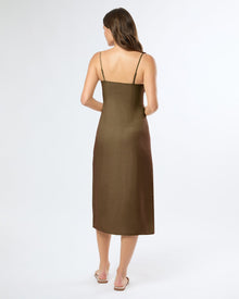 Womens | Air Linen Corset Midi Dress | Olive