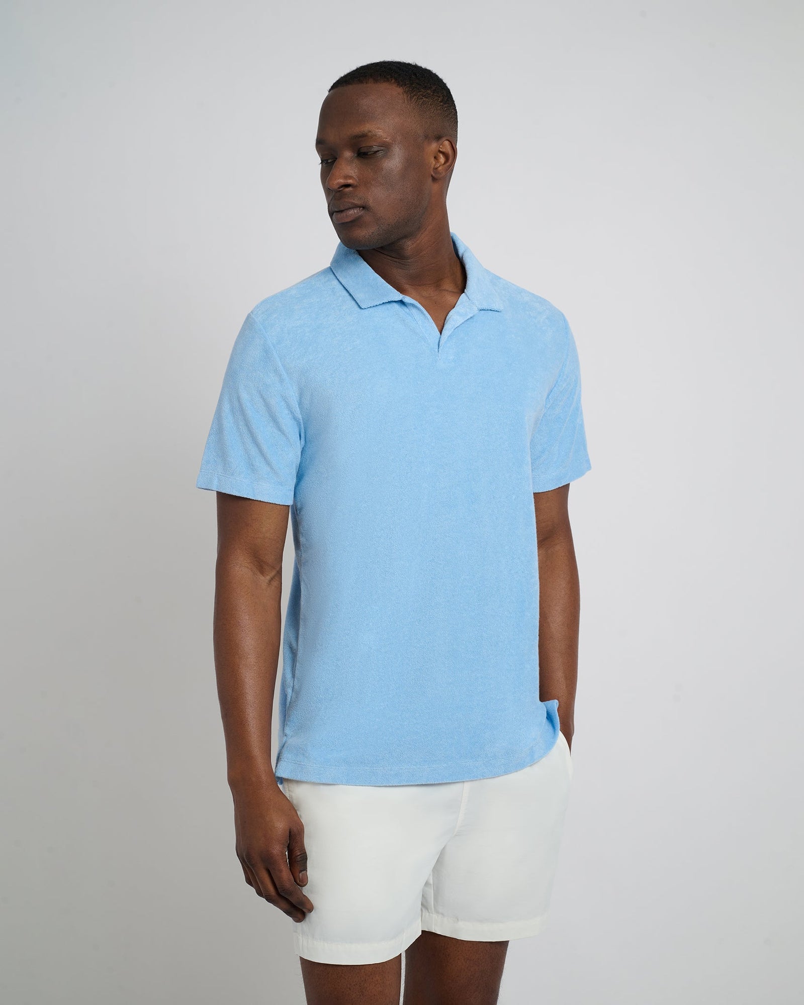 Mens | Towel Terry Johnny Collar Polo | Air Blue