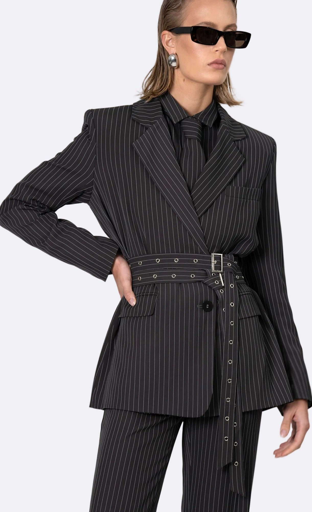 Elowen Bodysuit | Gray/White Stripe