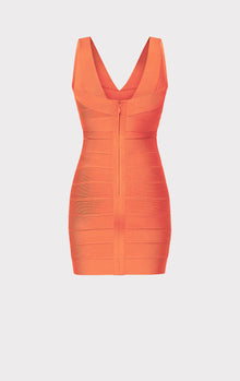 V Neck Mini Bandage Dress | Coral Poppy