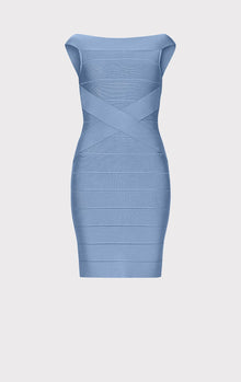 Bateau Criss Cross Waist Bandage Dress | True Blue