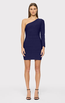 Asymmetrical Long Sleeve Mini Dress | Classic Blue