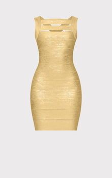 Foil Strappy Mini Dress | Gold Foil