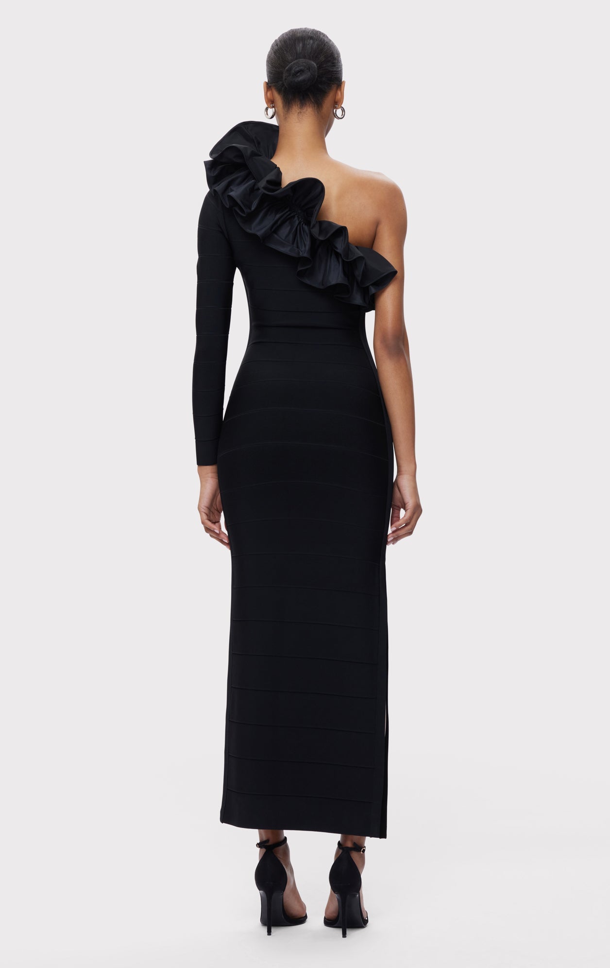 Asymmetrical Ruffle Gown | Black