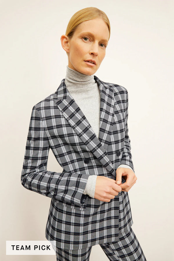 Front image of a woman wearing the O'Hara Blazer | Grid | Exclude