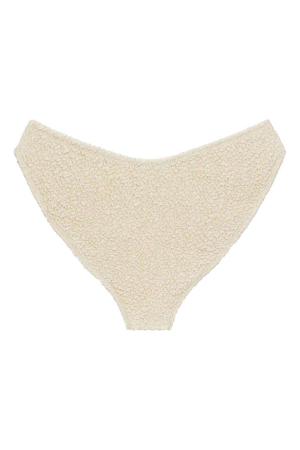 Added Coverage Lulu Zig Zag Stitch Bikini Bottom | Oat Texture